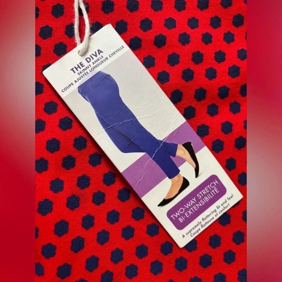 Old Navy Diva Pants Red Navy Floral Dots New NWT Size 8 Skinny Ankle Stretch - Picture 5 of 9